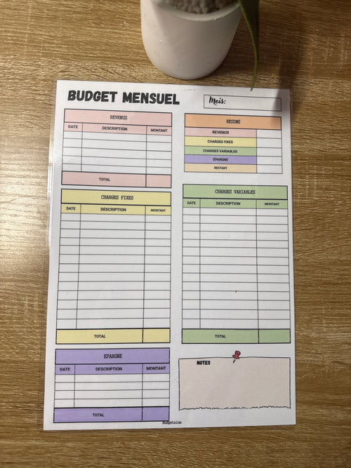 Fiche budget mensuel / hebdomadaire