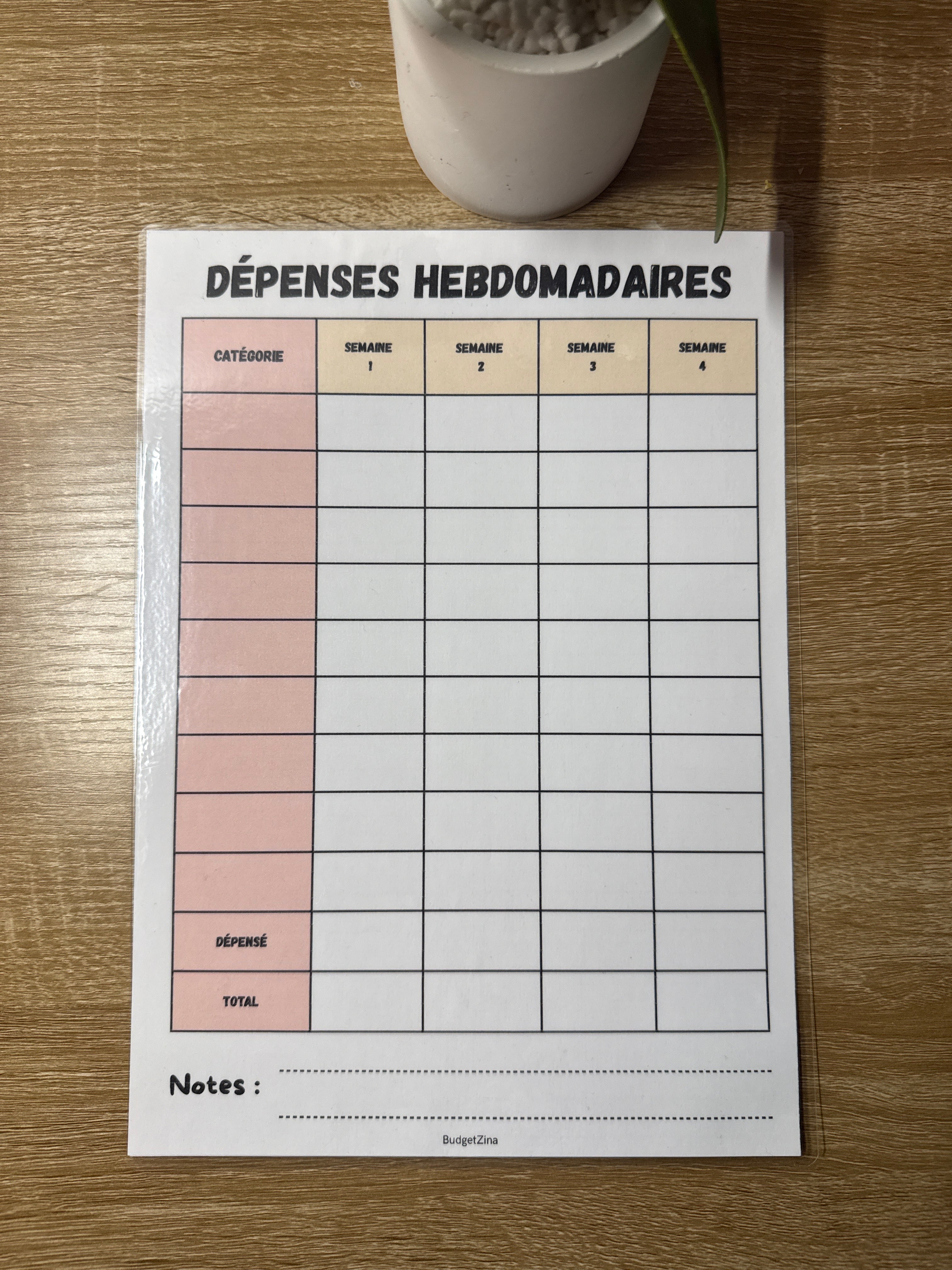Fiche budget mensuel / hebdomadaire